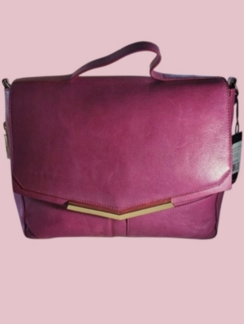 Vintage Botkier Genuine Leather Bag with Arrow Flap and Top Handle - Rare Find